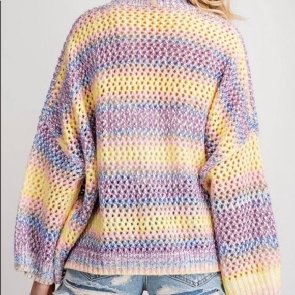 Pastel striped open weave cardigan - Picture 3 of 9